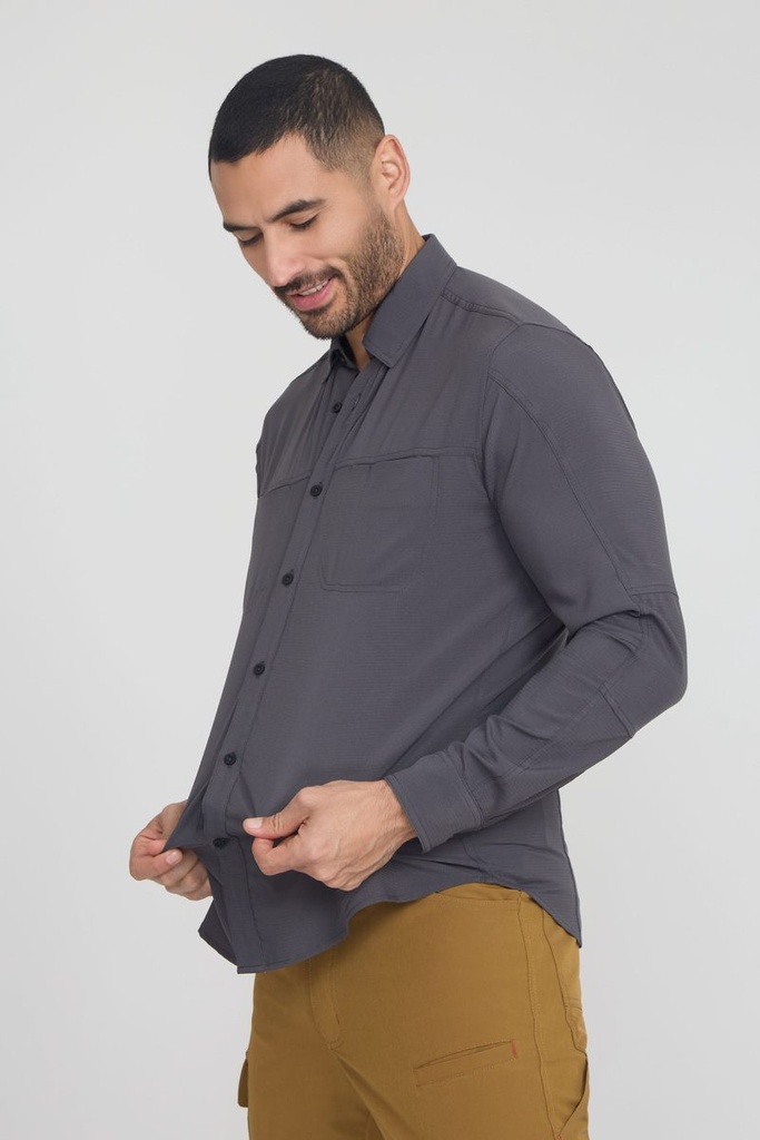 [TX-524-6-CL] CAMISA ANTIÁCIDA AIR FRESH HOMBRE OX ATACAMA (AZUL PETROLEO, S, Con Logo)